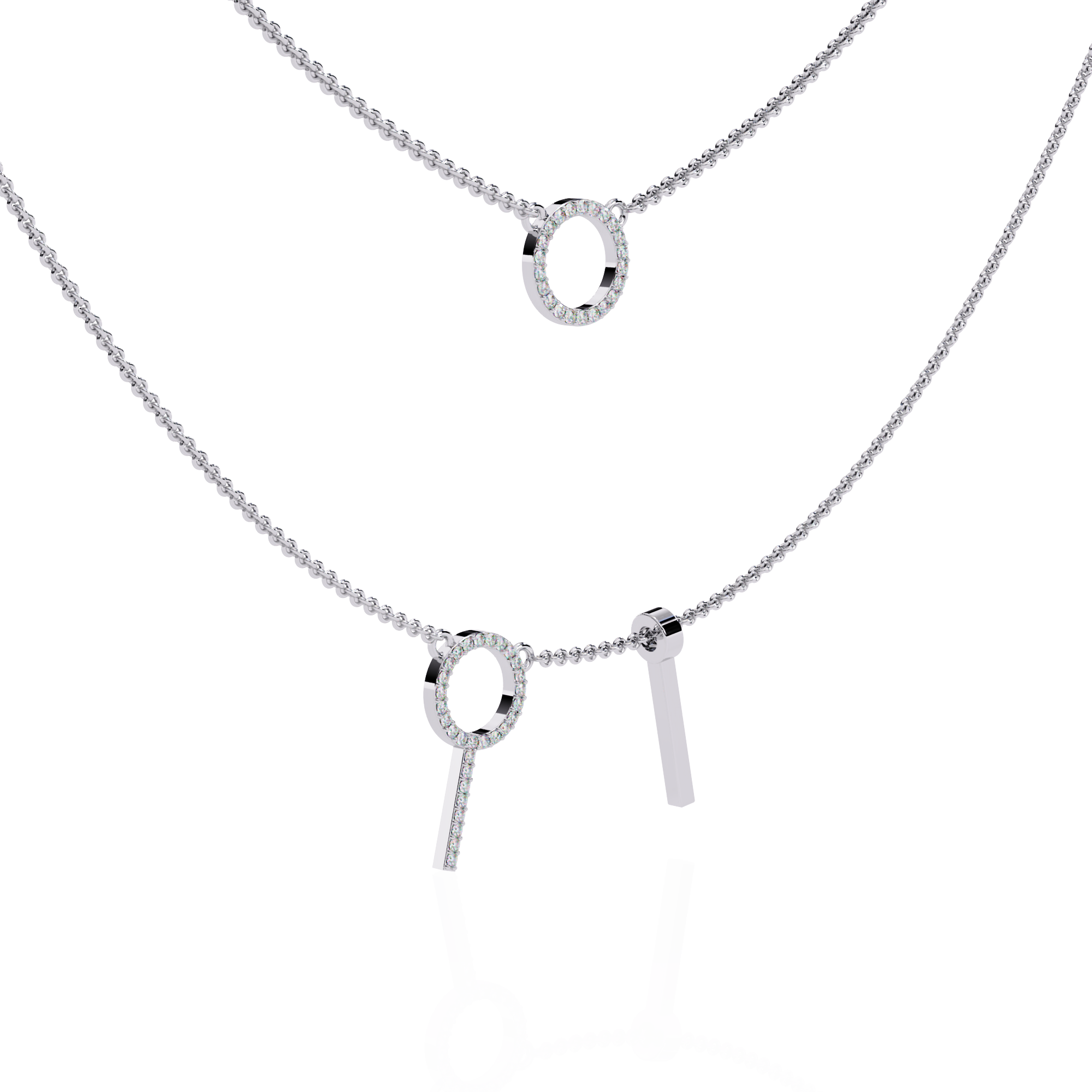Solitairekart 0.29ct Natural Diamond Orbit and Bar Layered Necklace-HI Color, VS-SI Clarity